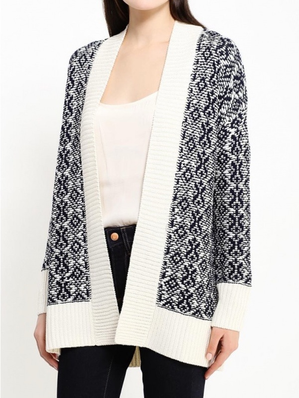 GAP Woven Cardigan in Geometric Navy SIE XS/S